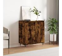 MNISDFL Buffet Chêne Fumé 60x35x70 cm, Armoire Latérale en Bois d'Ingénierie avec Grand Espace de Rangement, Pieds en Fer Robustes, Meuble de Salon avec Dessus d'Exposition
