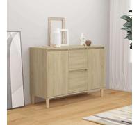 MNISDFL Buffet chêne Sonoma 101x35x70 cm Bois d'ingénierie, Armoire de Rangement Design Minimaliste avec 2 tiroirs et 2 Portes, Grand Espace de Rangement pour Livres et Objets, Dessus