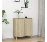 MNISDFL Buffet Chêne Sonoma avec Pieds en Bois, Armoire Rangement à 2 Compartiments, Bibliothèque Scandinave pour Salon