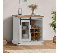 MNISDFL Buffet Halden avec porte coulissante - Blanc - Armoire de jardin pour chambre à coucher, bureau - 80 x 40 x 80 cm - Bois massif
