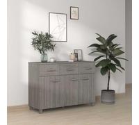 MNISDFL Buffet HAMAR Gris Clair 113x40x80 cm en Bois de pin Massif, Armoire de Rangement avec 3 Portes et 3 tiroirs coulissants pour Salon