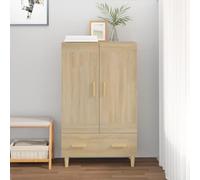 MNISDFL Buffet Haut Chêne Sonoma 70x31x115 cm, Bois d'ingénierie avec 2 Compartiments et 1 tiroir, Rangement spacieux, Design scandinave Minimaliste, Fixation Murale Incluse