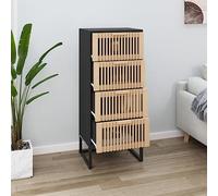 MNISDFL Buffet Haut Noir 40x30x95 cm, Armoire de Rangement avec tiroirs en Bois et Pied en Fer Stable, Meuble d'affichage pour Salon