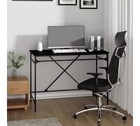 MNISDFL Bureau avec espace de rangement - Noir - 100 x 50 x 75 cm - En bois et fer