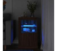 MNISDFL Casier à outils Étagère de rangement Armoire d'appoint avec lumières LED Bois de chêne Marron
