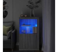 MNISDFL Casier à outils Étagère de rangement Armoire d'appoint avec lumières LED Gris Sonoma Bois