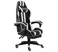 MNISDFL Chaise de bureau ergonomique - Avec repose-pieds - En cuir synthétique - Noir et blanc