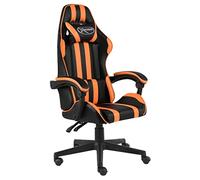 MNISDFL Chaise de bureau ergonomique - En cuir synthétique - Noir et orange