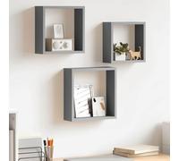 MNISDFL Ensemble de 3 étagères murales Cube Gris MDF, organisateurs muraux Stables et durables avec système de Montage Invisible. Idéales pour Livres, récompenses et décorations d'angle.