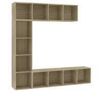 MNISDFL Ensemble Meuble TV Bibliothèque Sonoma Oak 180x30x180 cm 3 Pièces | 12 compartiments, étagère à livres, meuble suspendu, montage facile, nettoyage humide