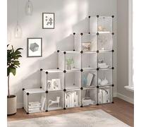 MNISDFL Étagère modulaire 15 cubes en plastique PP avec cadre en acier, étanche et peu encombrante pour bureau, appartement et chambre d'étudiant, facile à monter avec marteau en bois