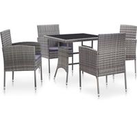MNISDFL Garden Furniture Set Garden Lounge Outdoor 5-TLG. Garden Dining Set Gray Poly Rattan and Glass