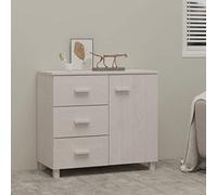 MNISDFL Hamar - Buffet - Armoire de jardin pour bureau et salon - En bois de pin massif - Blanc - 90 x 40 x 80 cm