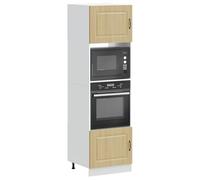 MNISDFL Kalmar Sonoma Lot de 2 armoires de cuisine en chêne Sonoma avec pieds réglables et grand compartiment de rangement pour four et micro-ondes, meuble de cuisine peu encombrant