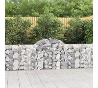 MNISDFL Lot de 3 gabions avec arc surélevé - Pot de fleurs d'extérieur pour terrasse - 200 x 30 x 80/100 cm - Fer galvanisé