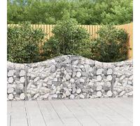 MNISDFL Lot de 6 gabions avec arche surélevée - Pot de plantes pour extérieur et terrasse - 200 x 30 x 80/100 cm - Fer galvanisé