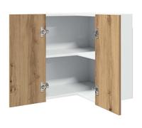MNISDFL Lyon Armoire d'angle suspendue en chêne artisanal 57 x 57 x 60 cm avec deux compartiments pour l'organisation de la cuisine et l'espace de rangement