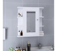 MNISDFL Meuble bas de salle de bain avec miroir - Blanc - 66 x 17 x 63 cm - MDF