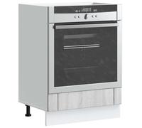 MNISDFL Meuble de cuisinière Lucca gris Sonoma en bois avec grand espace de rangement pour four et micro-ondes, pieds réglables en hauteur, design peu encombrant et surface facile d'entretien.