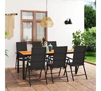 MNISDFL Mobilier de terrasse - Salon de jardin - Salon de jardin - 7 pièces - Salon de jardin - Salon de jardin - Ensemble de salle à manger - Noir et marron