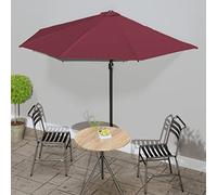 MNISDFL Parasol de plage, déporté, pour balcon, mât en aluminium, bordeaux, 300 x 155 x 223 cm, semi-circulaire