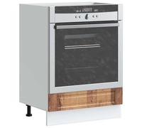 MNISDFL Porto Armoire de cuisine aspect bois vieilli avec grand compartiment de rangement et pieds réglables pour four et micro-ondes, meuble de cuisine peu encombrant avec lisse