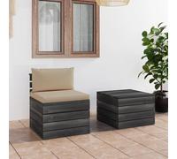 MNISDFL Salon de jardin d'extérieur 2 pièces - Canapé de jardin en palettes avec coussins - Pin