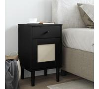 MNISDFL SENJA Table de chevet, aspect rotin, noire, avec tiroirs, armoire de salle de bain, étroite, pour chambre à coucher, 40 x 35 x 65 cm, en pin massif