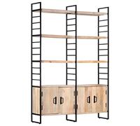 MNISDFL Séparateur de pièce - Buffet - Étagère à 4 étages - 124 x 30 x 180 cm - En bois massif de mangue - Pour salon, bureau, chambre à coucher, salle de bain