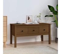 MNISDFL Table basse marron miel - Table d'appoint - Pour intérieur et salon - 102 x 49 x 55 cm - Bois de pin massif