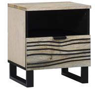 MNISDFL Table de chevet avec tiroirs en bois massif de manguier Blanc et noir 40 x 33 x 46 cm Espace de rangement Table d'appoint Explication : 1. Le titre conserve les informations de base (table de