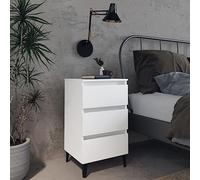 MNISDFL Table de chevet de style industriel avec pieds en métal blanc 40 x 35 x 69 cm et trois tiroirs, commode stable avec quatre pieds, commode facile d'entretien pour votre chambre à coucher.
