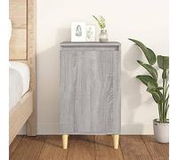 MNISDFL Table de chevet gris Sonoma 40 x 35 x 70 cm en bois avec 2 compartiments et porte, espace de rangement pour livres et décoration, plateau supérieur stable et pieds en bois, matériau durable
