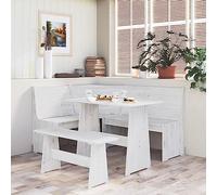 MNISDFL Table de conférence, table de bar, table de balcon, table à manger avec banc, blanc, en pin massif, facile à monter