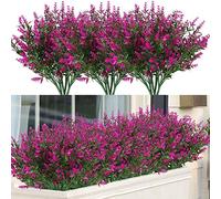Mnixy Lot de 12 Paquets de Fleurs artificielles d'extérieur résistantes aux UV - Décoration de Jardin (Fuchsia)