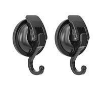 Mnixy Lot de 2 crochets à ventouse robustes pour salle de bain et toilettes, faciles à installer et à enlever (noir, lot de 2)
