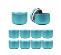 Mnixy Lot de 20 boîtes rondes en fer blanc avec couvercles pour fabrication de bougies portables pour thé, café, herbes, bonbons, chocolat, sucre, épices (bleu foncé)