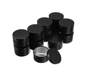 Mnixy Lot de 20 récipients vides rechargeables en aluminium noir de 50 ml avec bouchon pour la fabrication de bougies, l'assaisonnement de cuisine et le rangement de cadeaux