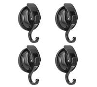Mnixy Lot de 4 crochets à ventouse puissants pour salle de bain et toilettes, douche (noir)