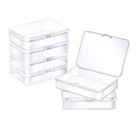 Mnixy Lot de 6 boîtes de rangement rectangulaires en plastique transparent avec couvercle à charnière pour perles, bijoux, quincaillerie, pièces de jeu, articles d'artisanat, 11,4 x 8,3 x 2,8 cm