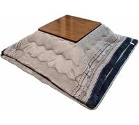 MNJVCFDS Table Kotatsu pour Le Sol Assis, 4pcs Set Bureau De Tatami Japonais, Tables Basses pour Salon, avec Chauffage Et Couverture, Table De Chauffage en Bois, Matelas De Camp