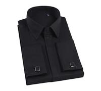 Mnjyihy Chemises Habillées Décontractées À Manches Longues sans Plis Coupe Ajustée Boutonnée Manchette Française Chemise Extensible 200-99 Black M