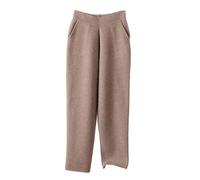 Mnjyihy Pantalon de survêtement en laine mérinos pour femme - Taille moyenne - Pantalon ample décontracté et droit, Lighttan, L