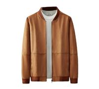 Mnjyihy Veste Bombardier À Col Montant Pour Hommes Couleur Unie Classique Rayures Fermeture Éclair Manteaux D'uniforme De Baseball Universitaire Printemps yellow M