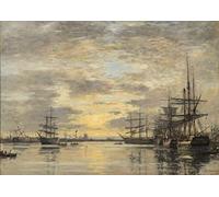 MNMSBFXQ La Reproduction Wall Art Impression sur Toile Murales en Toile le Bassin De L eure au Havre par Eugène Louis Boudin Murales en Toile pour la Décoration Intérieure 60x90cm