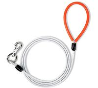 MNNE Laisse de Chien en Fil d'acier résistant aux morsures câble en métal Cordon tressé Non masticable Robuste poignée Confortable résistant à la Mastication pour Les Petits Chiens Moyens Grands 2m