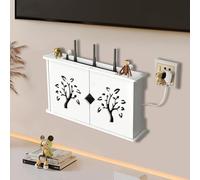 MNOIINM Cache Box, Meuble Box Internet, Support de Rangement WiFi pour Composants TV/Boîtiers de Câble/Routeurs/Télécommandes/Consoles de Jeu, pour Chambre à Coucher, Salon(B)