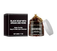 Mnozreo Savon Exfoliant pour le Corps au Savon Noir,Gel Douche Exfoliant pour Peau Douce,Deep Cleansing And Softening Skin,Noir Naturel Marocain pour Corps et Visage Homme et Femme