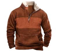 MNRIUOCII Pull Hommes Amérindiens Sweatshirts Rétro Indiens 3D Imprimé Ethnique Polaire Pull Polaire avec 1/4 Fermeture éclair Veste Manches Longues Pull Sans Capuche Sweater Pull de Travail, F rouge