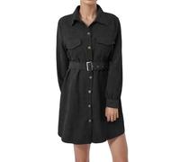 MNRIUOCII Robe chemise pour femme - Robe boutonnée en Corduroy - Robe d'été à manches longues - Robe en velours côtelé - Robe basique décontractée - Taille haute - Robe de fête trapèze, Non-noir, L